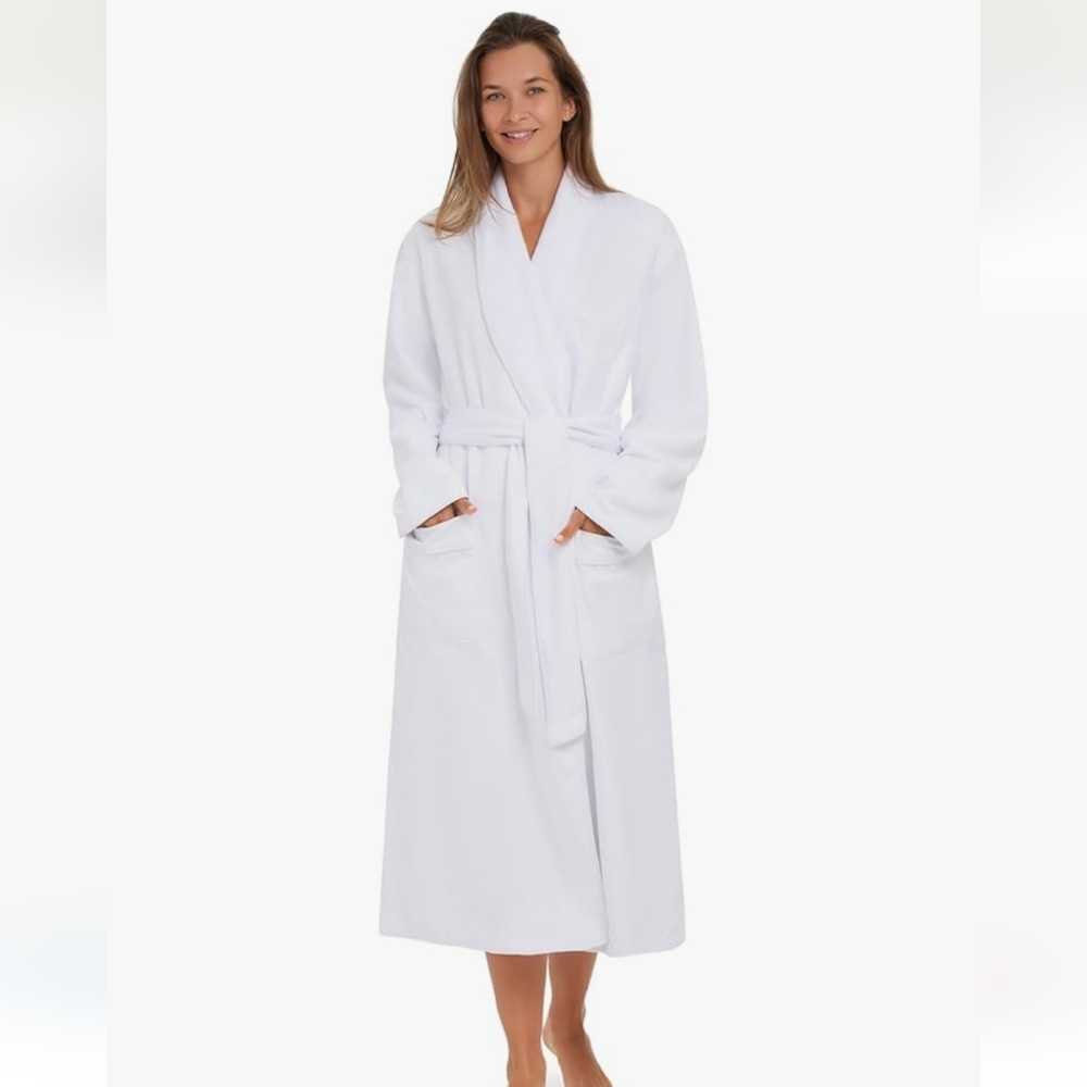 Monarch Cypress Unisex Plush Lined Microfiber Luxury Spa Bath Robe White Xl New